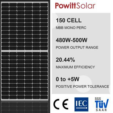 Tấm pin năng lượng mặt trời PoWitt Solar mono 500W – PWM500W