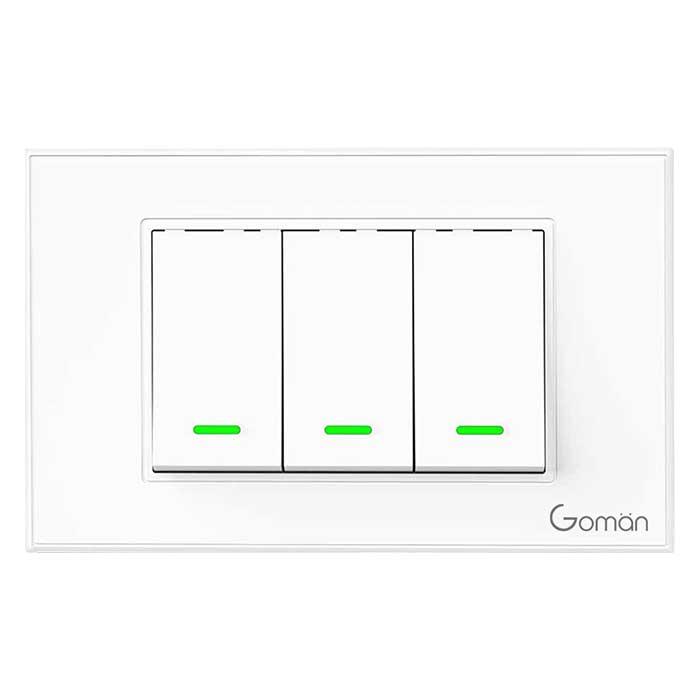 Công tắc đèn WIFI 3 nút GOMAN GM-WUS-226-3W/G